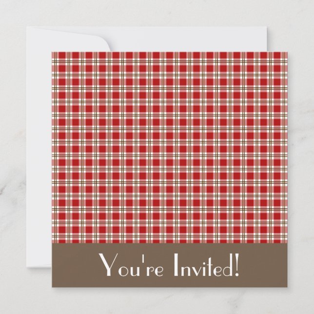 Red and Brown Gingham Invitation (Front)
