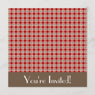 Red and Brown Gingham Invitation