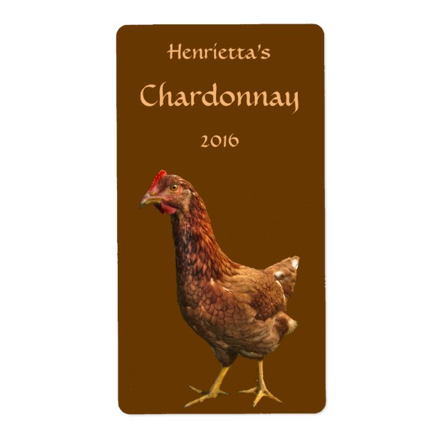 Red and Brown Hen Chicken Wine Labels (Front)