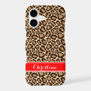 Red and Brown Leopard Print Monogram