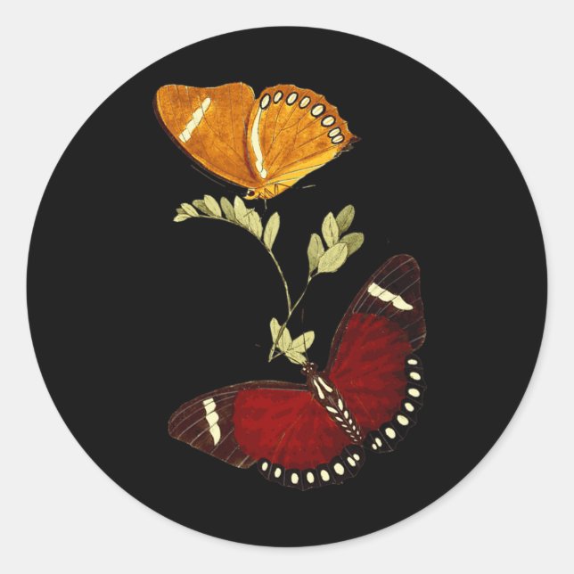 Red And Brown Monarch Butterflies - Detailed Graph Classic Round Sticker (Front)