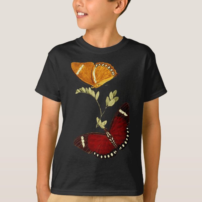 Red And Brown Monarch Butterflies - Detailed Graph T-Shirt (Front)
