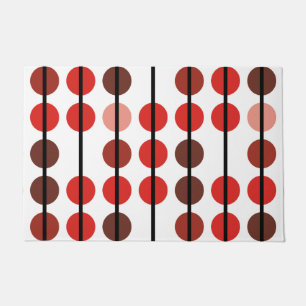 Red and Brown Polka Dot Stripe Pattern Doormat