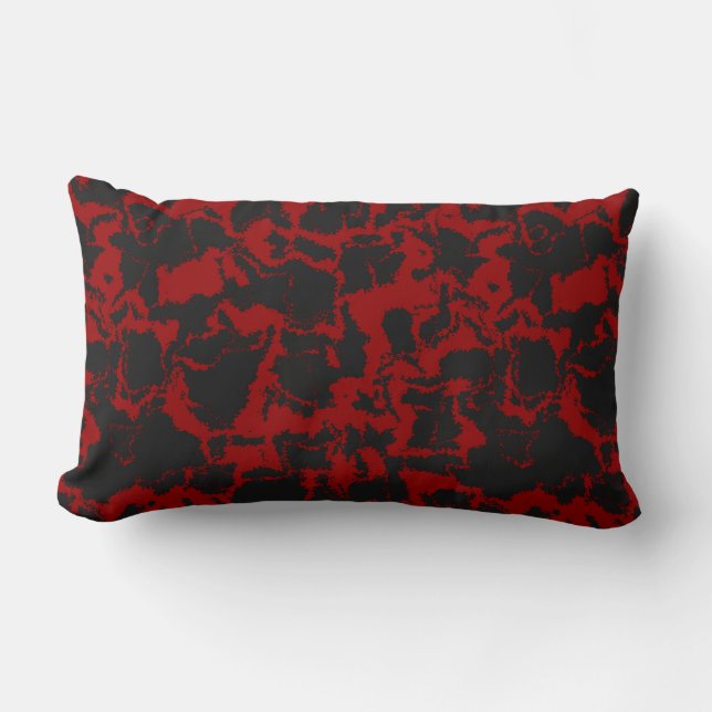 Red and Charcoal abstract Lumbar Pillow (Front)