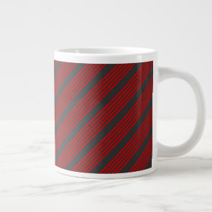 Red and charcoal five stripe pattern large coffee mug