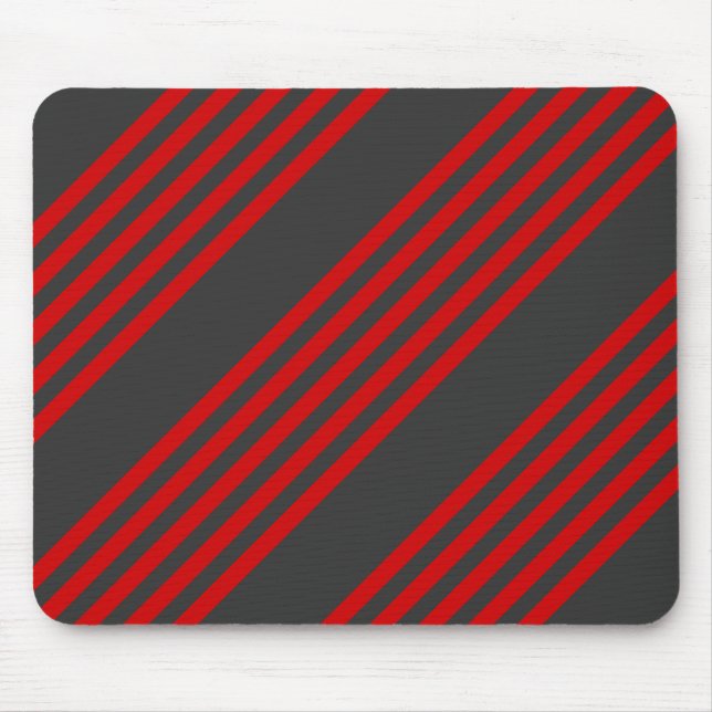 Red and charcoal five stripe pattern mouse pad (Front)