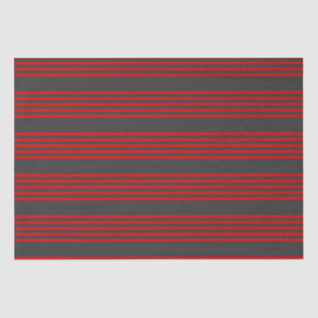 Red and charcoal five stripe pattern tissue paper (Front)