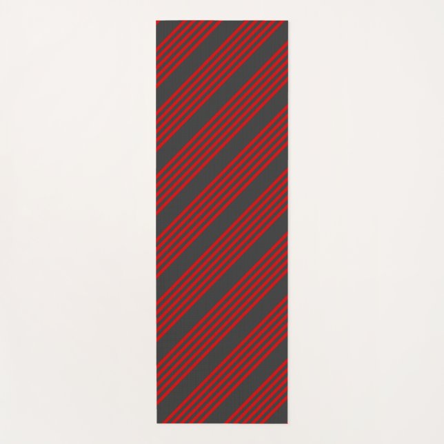 Red and charcoal five stripe pattern yoga mat (Front)