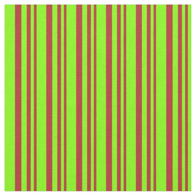 Red and Chartreuse Coloured Lined Pattern Fabric (Close Up)