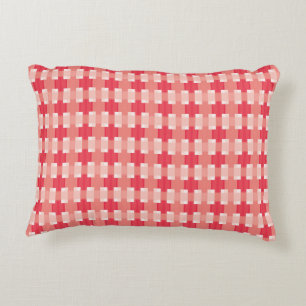 Red and Coral Plaid Accent Pillow