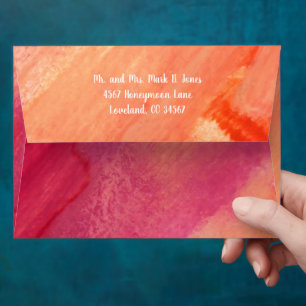 RED AND CORAL Tones  Abstract Watercolor Pattern Envelope