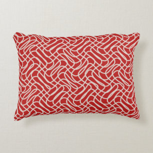 Red And Cream Abstract Line Pattern Accent Pillow