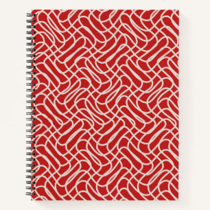 Red And Cream Abstract Line Pattern Notebook