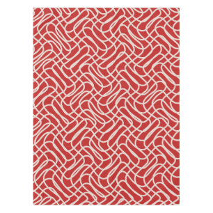 Red And Cream Abstract Line Pattern Tablecloth