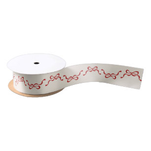 Red and Cream Bows Christmas Holiday Satin Ribbon