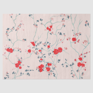 Red and Cream Chinoiserie Floral Tissue Paper