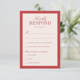 Red and Cream Classic Elegant Wedding RSVP Card