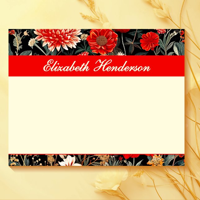 Red and Cream Dark Floral Large Notepad (Creator Uploaded)