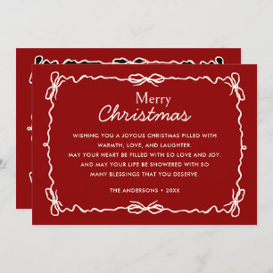 Red and Cream Hand Drawn Christmas Photo Holiday Card