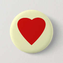 Red and Cream Love Heart Design. 2 Inch Round Button