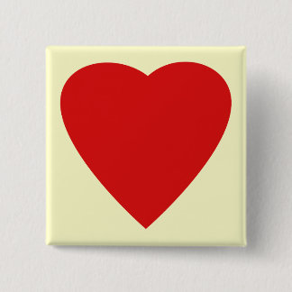 Red and Cream Love Heart Design. 2 Inch Square Button