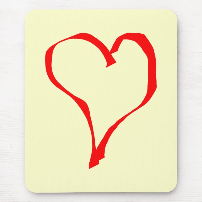 Red and Cream Love Heart Design. Mouse Pad (Front)