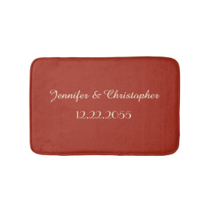 Red and Cream Personalized Plush Bath Mat