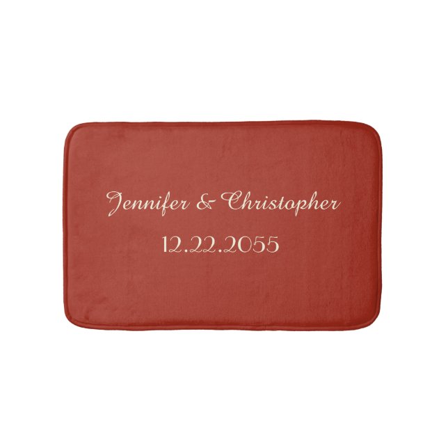 Red and Cream Personalized Plush Bath Mat (Front)