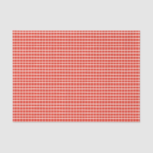 Red and Cream Plaid Rustic Tissue Paper (Front)