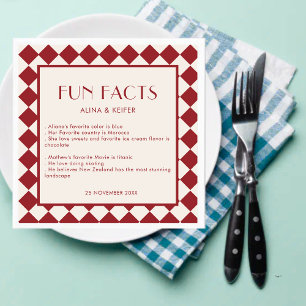 Red and Cream Retro Bold Fun Facts Wedding Napkin