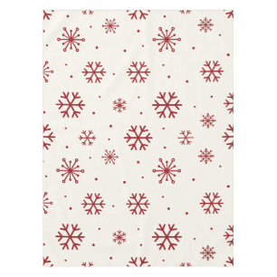 Red and Cream Snowflake Christmas Tablecloth