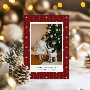 Red And Cream Stars Wallpaper Photo Holiday Card