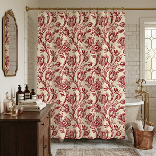 Red and Cream Tulips Toile - French Country Decor