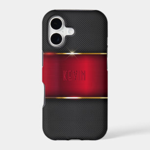 Red and dark grey faux metallic design