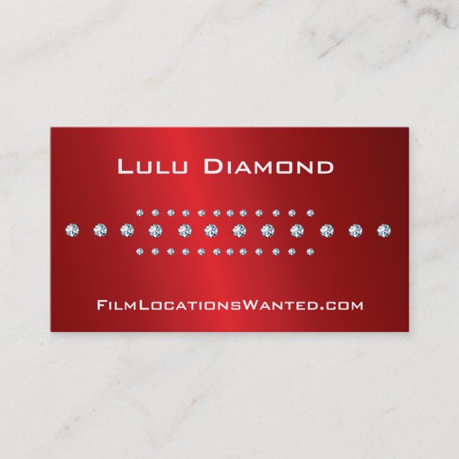 Red and Diamond Metallic Business Card (Front)
