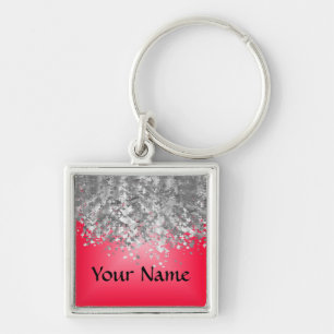 Red and faux glitter keychain