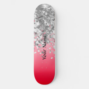 Red and faux glitter skateboard