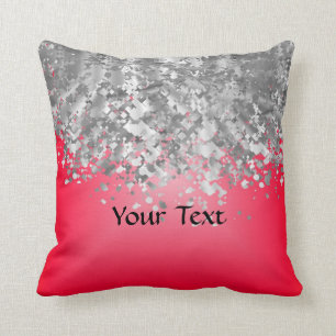 Red and faux glitter throw pillow