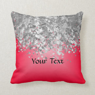 Red and faux glitter throw pillow