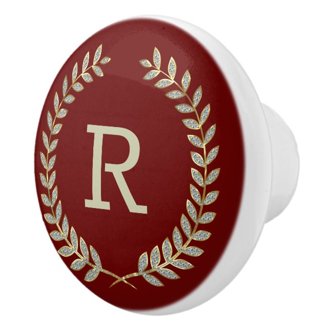 Red and Faux Glitter Wreath Ceramic Knob (Right)