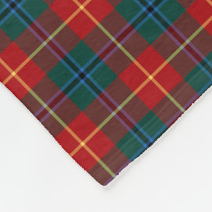 Red and Forest Green Clan Turnbull Tartan Monogram Fleece Blanket
