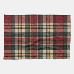 Red And Forest Green Flannel Plaid  Kitchen Towel