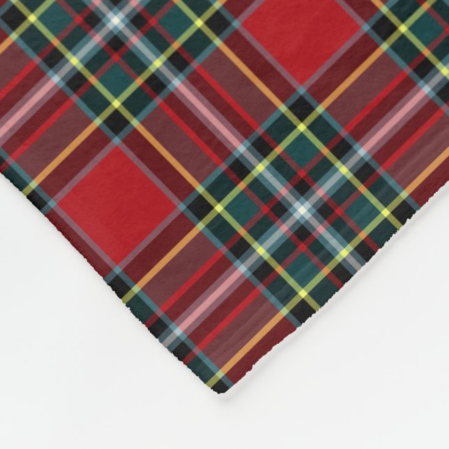 Red and Forest Green Gillespie Clan Tartan Fleece Blanket (Corner)