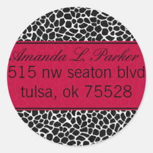 Red and Giraffe Print Classic Round Sticker
