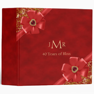 Red and Gold 40th Wedding Anniversary Binder