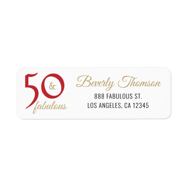 Red and Gold 50 and Fabulous 50th Birthday Script (Devant)