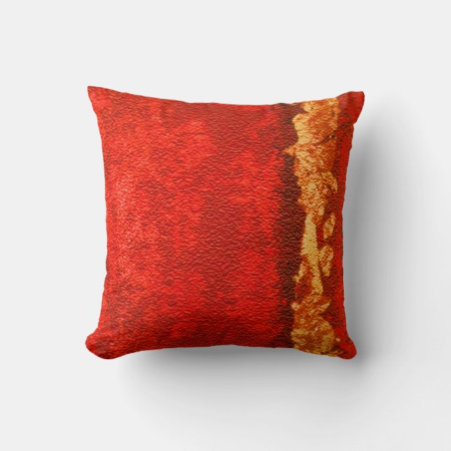 Red and Gold Abstract Throw Pillow (Front)