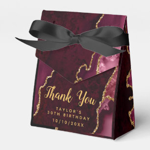 Red and Gold Agate Birthday Thank You Favor Box