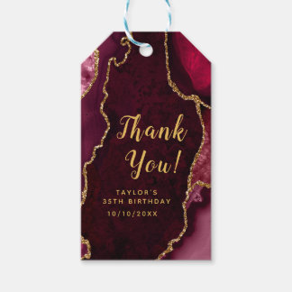Red and Gold Agate Birthday Thank You Gift Tags