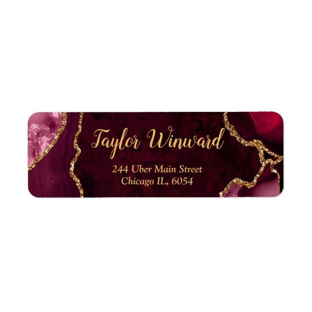 Red and Gold Agate Marble Birthday Party (Front)